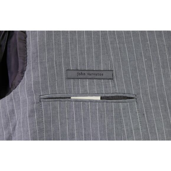 John Varvatos Mens Gray Pinstripe 100% Linen Suit 44R - Picture 7 of 9